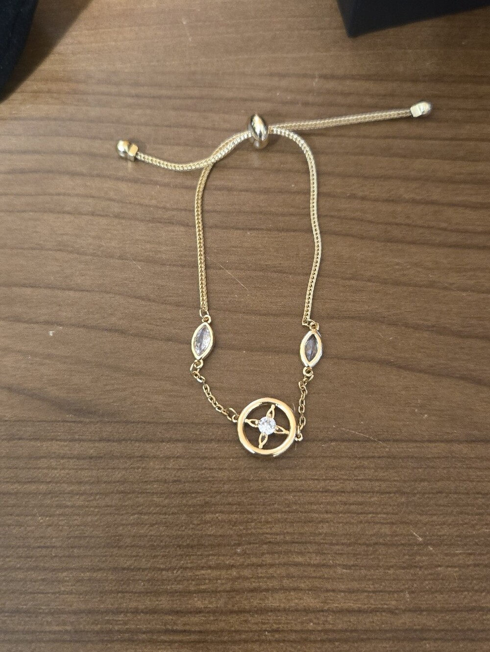 Gold-Tone Adjustable Star Circle Bracelet with Clear Stones - Women's Jewelry